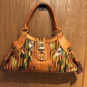 Sharif Studio Leather Multicolor Reptile Embossed Tassels Shoulder Bag Handbag